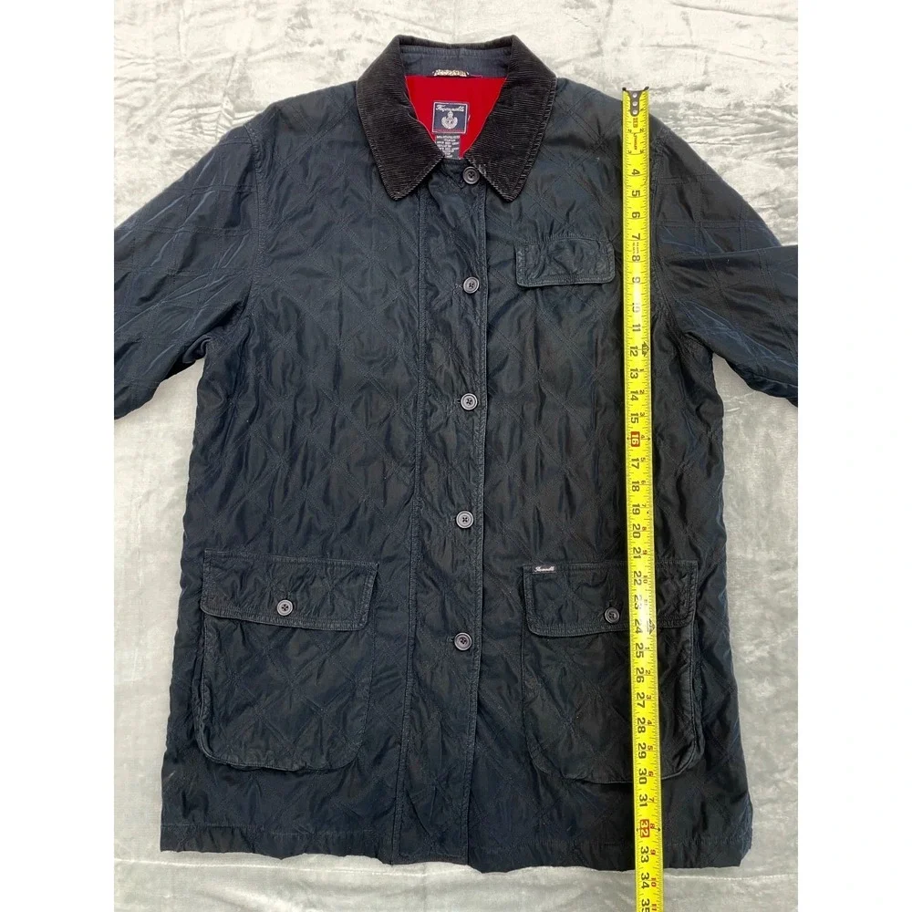 Faconnable Quilted Jacket Men L Blue Corduroy Collar Coat See Measurements